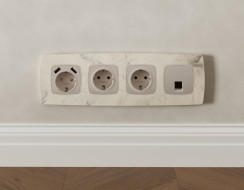 Комплект механизма компьютерной розетки Ambrella Volt RJ-45 (8P8C) CAT6A экранированной с автоматической защитной шторкой OMEGA MO372005 Серо-бежевый матовый QUANT (OP3720, VM185)