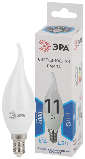 Лампа светодиодная Эра E14 11W 4000K LED BXS-11W-840-E14 Б0032993 Лампа светодиодная Эра E14 11W 4000K LED BXS-11W-840-E14 Б0032993