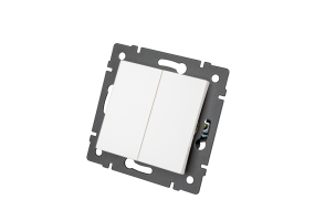 Механизм выключателя двухклавишный непроходной Arlight SWT-MK02-PL-WH-V (250V, 10A) 049887