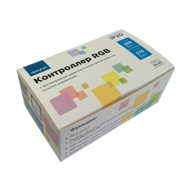 Контроллер RGB Apeyron 12/24В 288/576Вт 3 канала*8А IP20 пульт радио 04-39 Контроллер RGB Apeyron 12/24В 288/576Вт 3 канала*8А IP20 пульт радио 04-39
