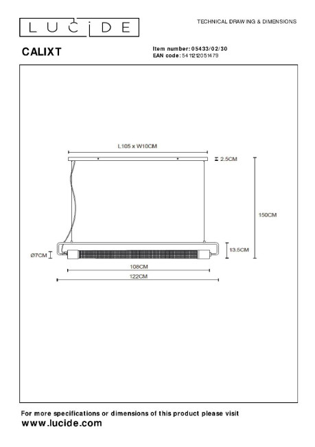 Подвесной светильник Lucide Calixt 05433/02/30 Подвесной светильник Lucide Calixt 05433/02/30