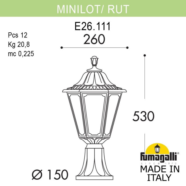 Ландшафтный светильник Fumagalli MINILOT/RUT E26.111.000.AXE27 Ландшафтный светильник Fumagalli MINILOT/RUT E26.111.000.AXE27