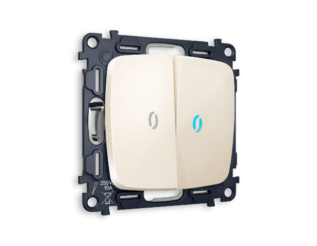 Комплект механизма 2-кл проходного выключателя с подсветкой Ambrella Volt Omega MO304040 Комплект механизма 2-кл проходного выключателя с подсветкой Ambrella Volt Omega MO304040