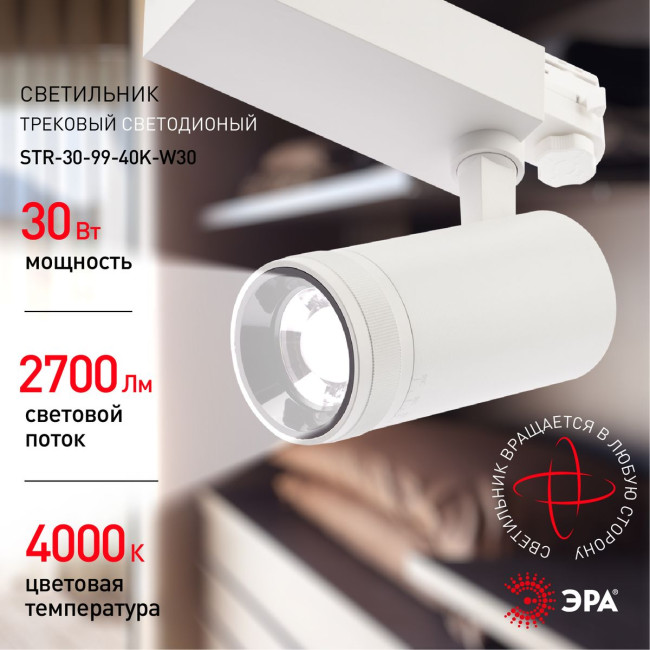 Трековый светильник ЭРА STR-30-99-40K-W30 Б0049785