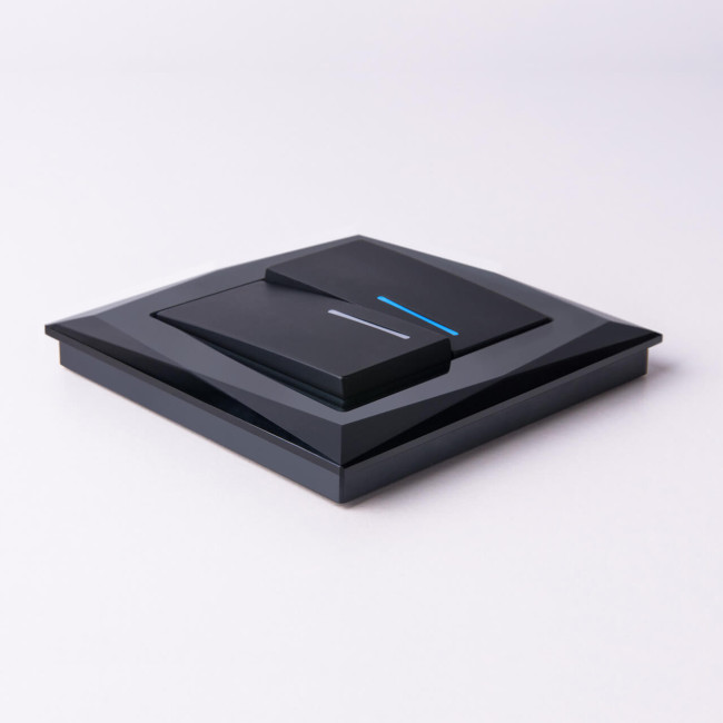 Выключатель Werkel двухклавишный с подсветкой черный матовый W1120108 4690389156717 Выключатель Werkel двухклавишный с подсветкой черный матовый W1120108 4690389156717