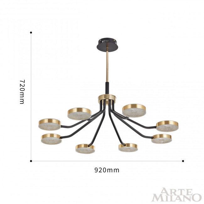 Люстра на штанге Arte Milano Ferrara 276079/8 BK/GD Люстра на штанге Arte Milano Ferrara 276079/8 BK/GD