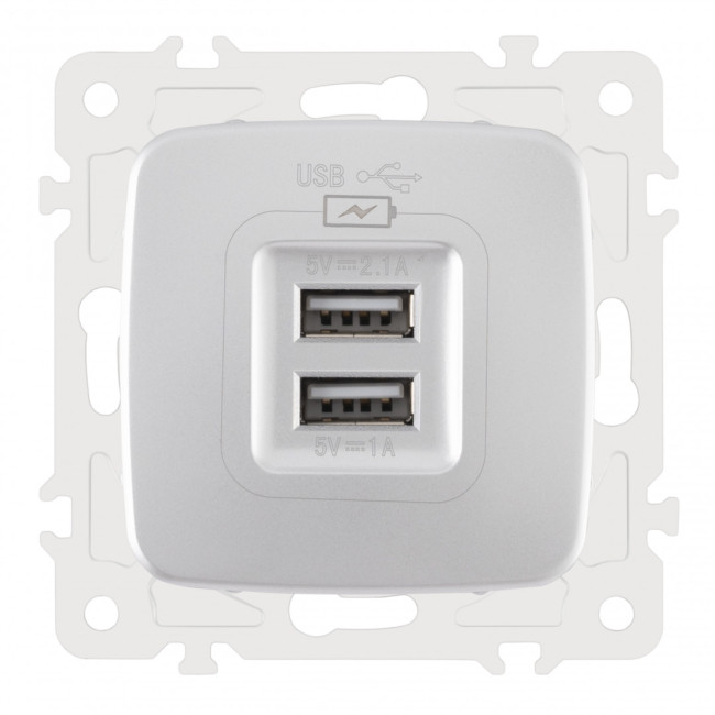 Розетка USB 2.1А+1А Arte Milano 205.46-1.silver Розетка USB 2.1А+1А Arte Milano 205.46-1.silver