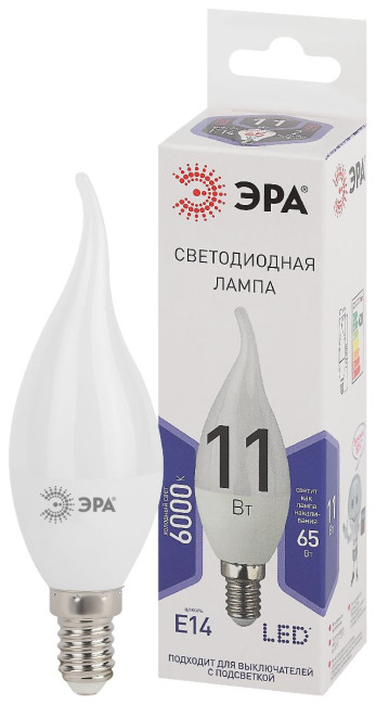 Лампа светодиодная Эра E14 11W 6000K LED BXS-11W-860-E14 Б0032994 Лампа светодиодная Эра E14 11W 6000K LED BXS-11W-860-E14 Б0032994