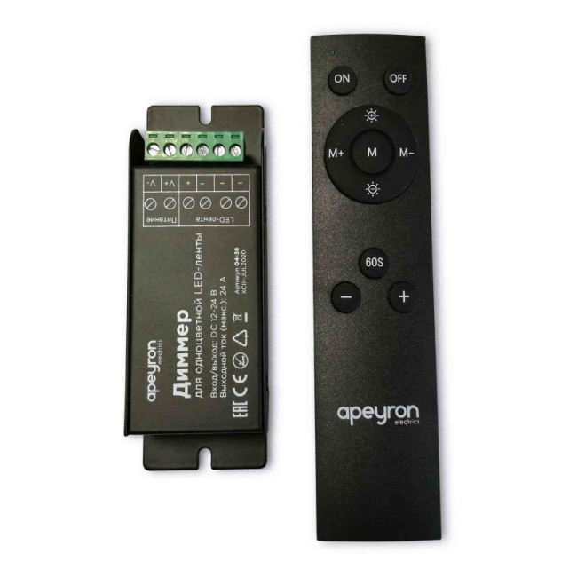 Диммер Apeyron 12/24В 288/576Вт 3 канала*8А IP20 пульт easy control радио 04-38 Диммер Apeyron 12/24В 288/576Вт 3 канала*8А IP20 пульт easy control радио 04-38