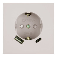 Розетка 1-местная 16А + USB + Type C (механизм) Stekker 250В 20W Мия RST16-3119-08 50482
