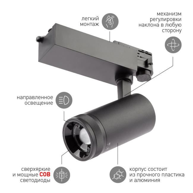 Трековый светильник ЭРА STR-30-99-40K-B20 Б0049790 Трековый светильник ЭРА STR-30-99-40K-B20 Б0049790