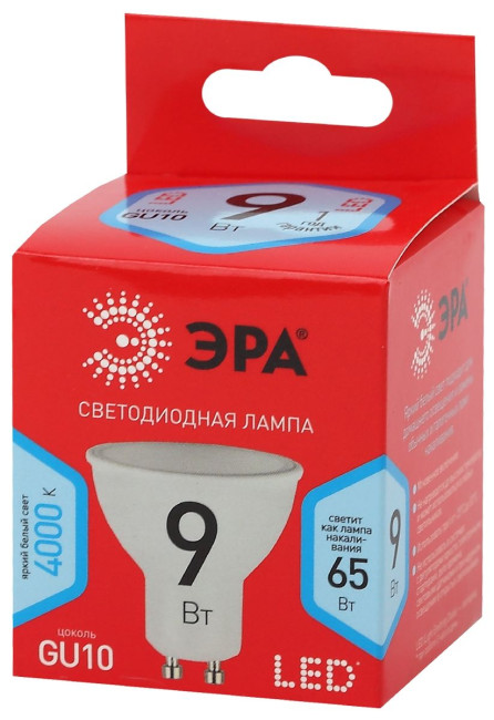 Лампа светодиодная Эра GU10 9W 4000K LED MR16-9W-840-GU10 R Б0050692 Лампа светодиодная Эра GU10 9W 4000K LED MR16-9W-840-GU10 R Б0050692