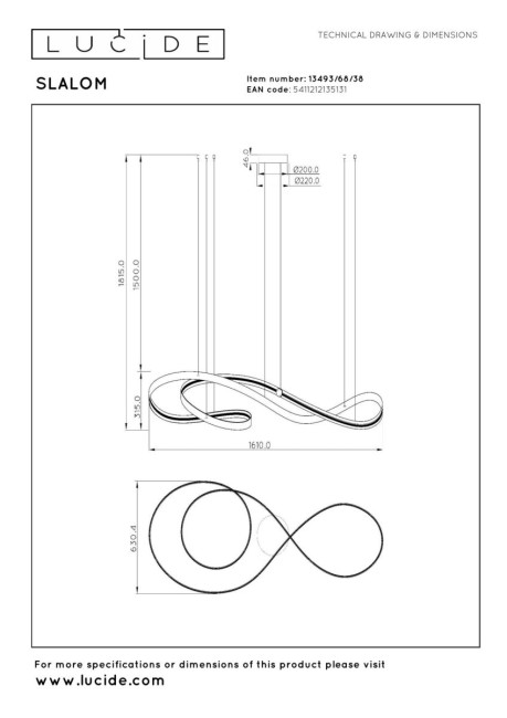 Подвесной светильник Lucide Slalom 13493/68/38 Подвесной светильник Lucide Slalom 13493/68/38