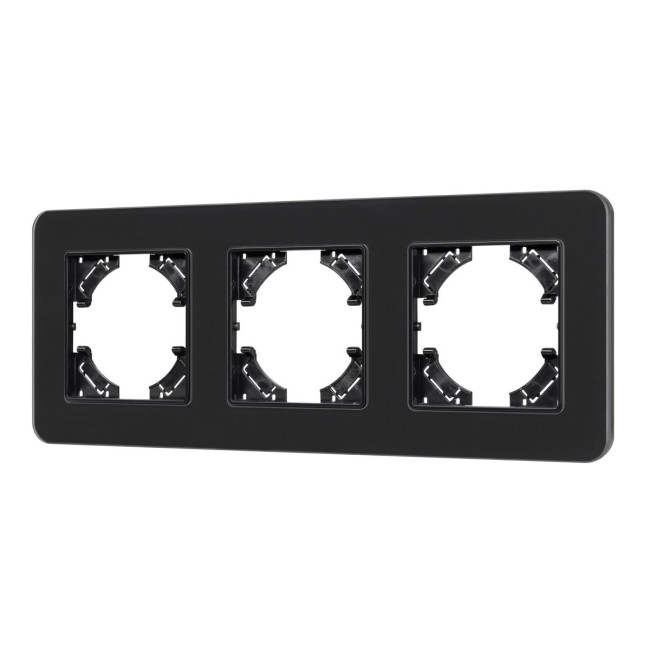 Рамка на 3 поста стеклянная Arlight FRM-OMALI-SFGS-3-BK 049713 Рамка на 3 поста стеклянная Arlight FRM-OMALI-SFGS-3-BK 049713