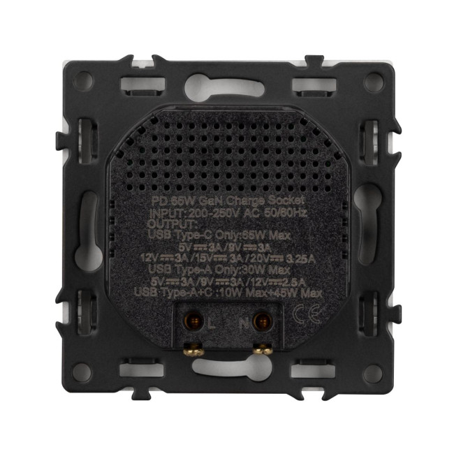 Механизм розетки Arlight с быстрой USB зарядкой SCT-NOBE-MUAC-SFPL-FC-IS (65W, QC3) 059447
