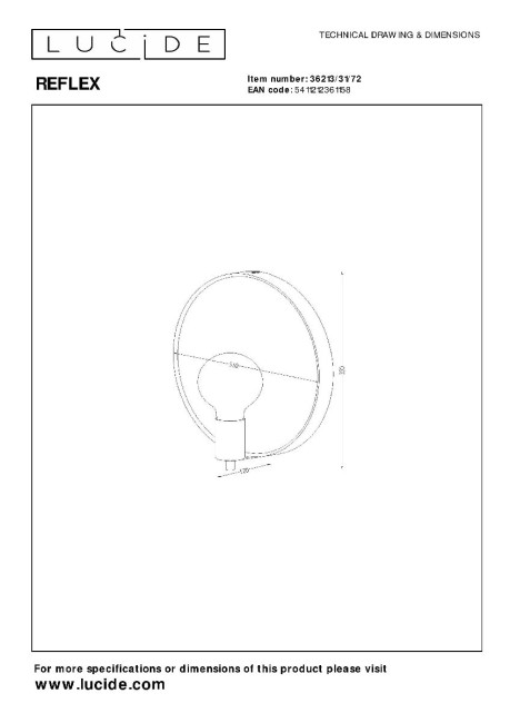 Зеркало с подсветкой Lucide Reflex 36213/31/72
