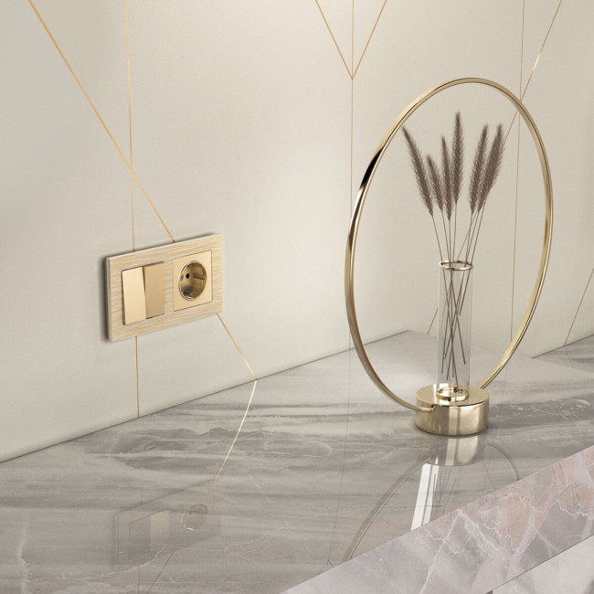 Розетка с заземлением и шторками Werkel шампань W1171111 4690389157387