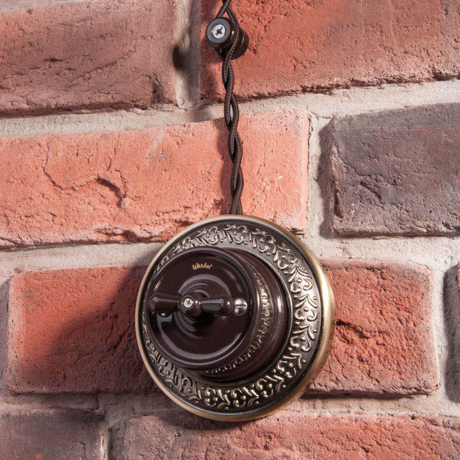 Переключатель Werkel одноклавишный Retro коричневый W5612014 4690389166723