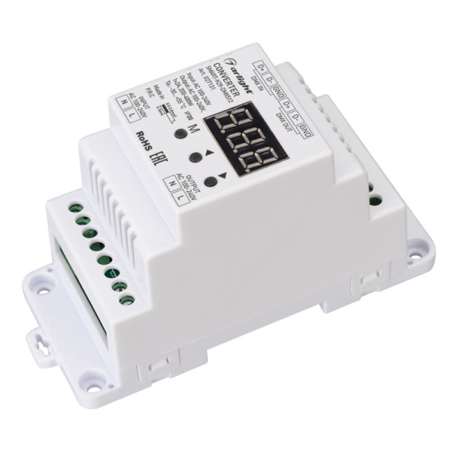Конвертер Arlight Smart-K29-DMX512 (230V, 1x2A, Triac, Din) 027131 Конвертер Arlight Smart-K29-DMX512 (230V, 1x2A, Triac, Din) 027131
