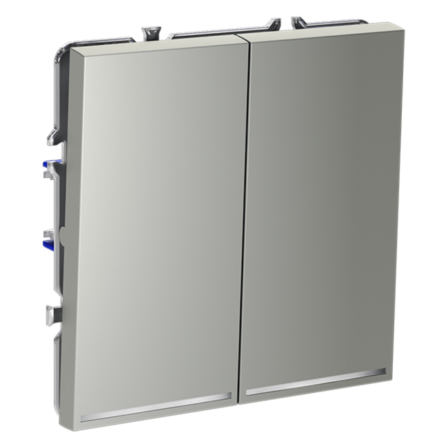 Проходной переключатель двухклавишный с подсветкой Voltum S70 VLS020405 (сталь)