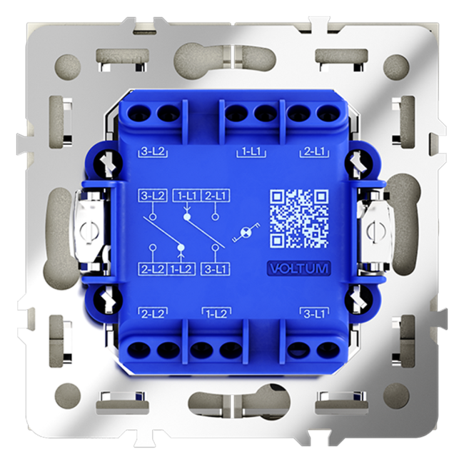 Проходной переключатель двухклавишный с подсветкой Voltum S70 VLS020405 (сталь)
