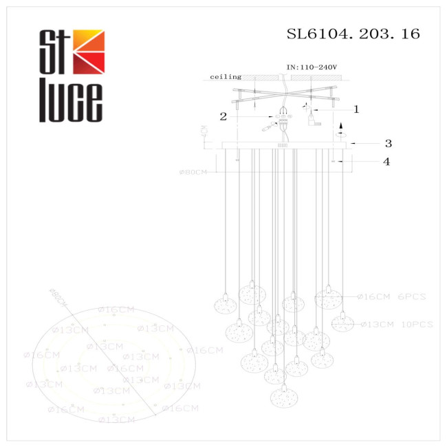 Подвесная люстра ST Luce Montecelio SL6104.203.16 Подвесная люстра ST Luce Montecelio SL6104.203.16