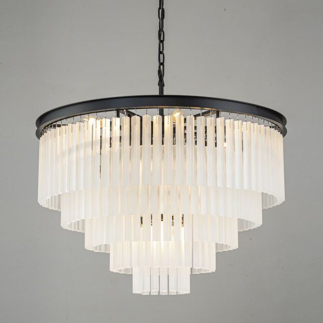 Подвесная люстра Delight Collection 1920s Odeon KR0387P-10A black/frost Подвесная люстра Delight Collection 1920s Odeon KR0387P-10A black/frost