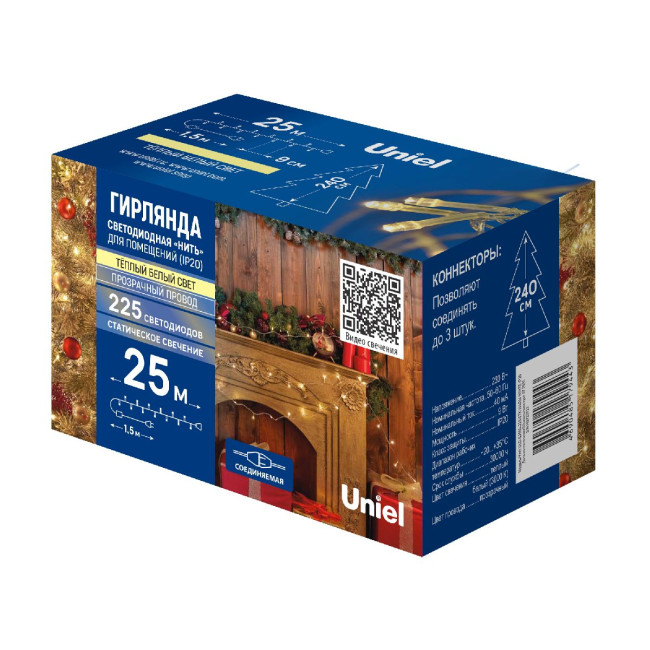 Гирлянда Uniel ULD-S2500-225/STK WARM WHITE IP20 UL-00010893