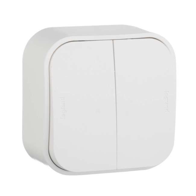 Переключатель двухклавишный на 2 направления Legrand Quteo 10A 250V белый 782206