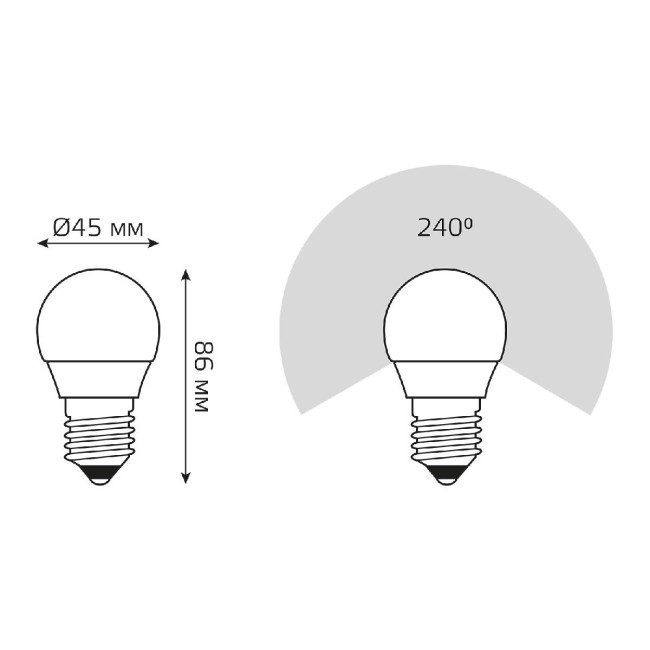 Лампа светодиодная Gauss E27 12W 4100K шар матовый 53222 Лампа светодиодная Gauss E27 12W 4100K шар матовый 53222