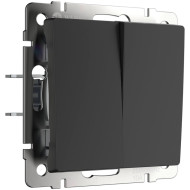 Выключатель Werkel двухклавишный проходной черный матовый W1122008 4690389156724 Выключатель Werkel двухклавишный проходной черный матовый W1122008 4690389156724