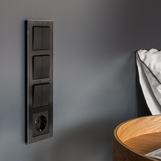 Выключатель Werkel двухклавишный проходной черный матовый W1122008 4690389156724 Выключатель Werkel двухклавишный проходной черный матовый W1122008 4690389156724