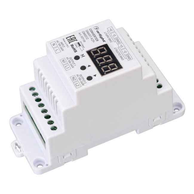Конвертер Arlight Smart-K29-DMX512 (230V, 2x1.2A, Triac, Din) 027130 Конвертер Arlight Smart-K29-DMX512 (230V, 2x1.2A, Triac, Din) 027130