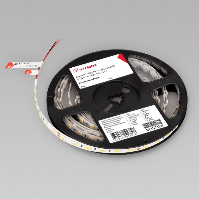 Светодиодная лента Arlight RT-B60-10mm 24V Day4000 (14.4 W/m, IP20, 5m) 011571(3) Светодиодная лента Arlight RT-B60-10mm 24V Day4000 (14.4 W/m, IP20, 5m) 011571(3)