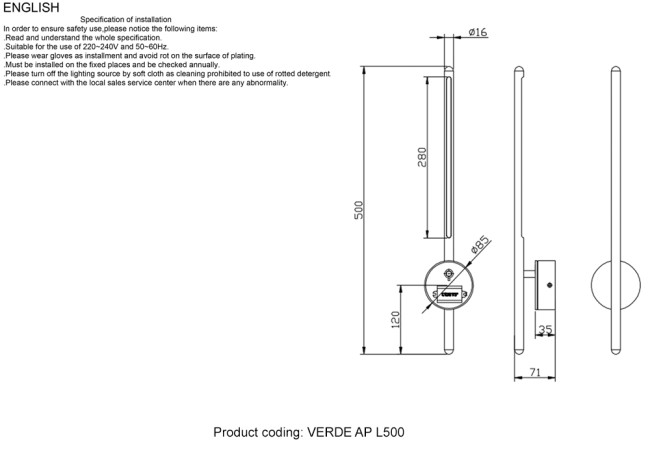 Настенный светильник Crystal Lux VERDE AP L500 GOLD NEW Настенный светильник Crystal Lux VERDE AP L500 GOLD NEW