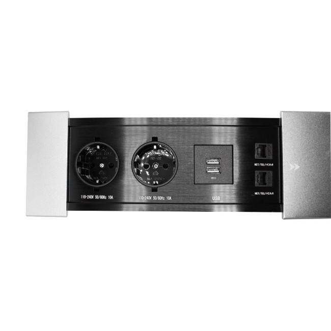 Блок розеток JX (Slide Top) (2 секции RJ-45 + 2 USB с кабелем питания) Mebax 00-00002890 Блок розеток JX (Slide Top) (2 секции RJ-45 + 2 USB с кабелем питания) Mebax 00-00002890