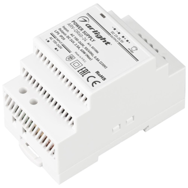 Блок питания Arlight ARV-DR60-24 24V 60W IP20 2,5A 031086 Блок питания Arlight ARV-DR60-24 24V 60W IP20 2,5A 031086
