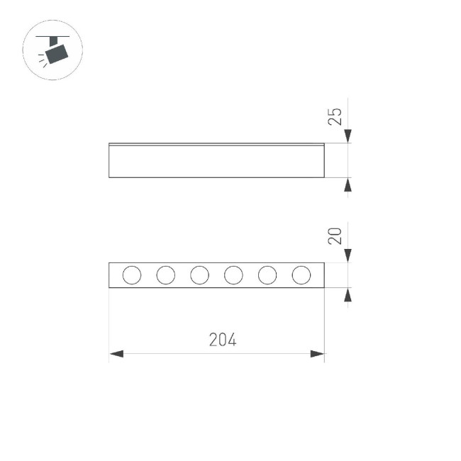 Трековый магнитный светильник Arlight MAG-DOTS-25-L200-6W Warm3000 050049 Трековый магнитный светильник Arlight MAG-DOTS-25-L200-6W Warm3000 050049