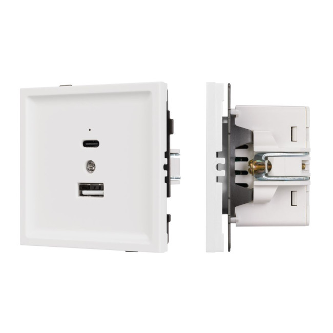 Механизм USB розетки Arlight SCT-TENDO-MUAC-SFPL-WH (5V, 3A, QC3) 054539