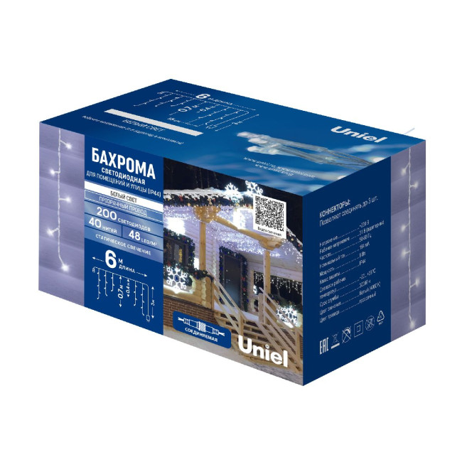 Уличная гирлянда Uniel ULD-B6007-200/STK WHITE IP44 UL-00010890