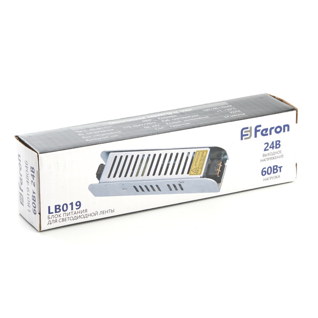 Трансформатор для светодиодной ленты Feron LB019 60Вт 24В IP20 48046 Трансформатор для светодиодной ленты Feron LB019 60Вт 24В IP20 48046