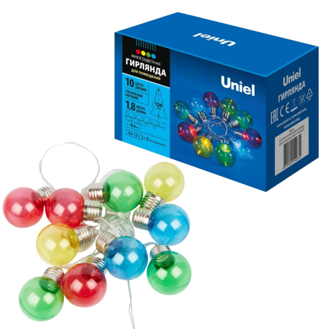 Гирлянда Uniel ULD-S1800-010/STB/3AA MULTI IP20 BULBS Гирлянда Uniel ULD-S1800-010/STB/3AA MULTI IP20 BULBS