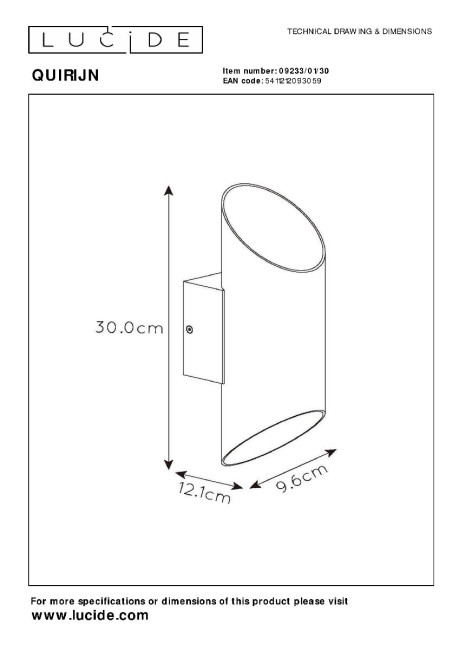 Настенный светильник Lucide Quirijn 09233/01/30 Настенный светильник Lucide Quirijn 09233/01/30