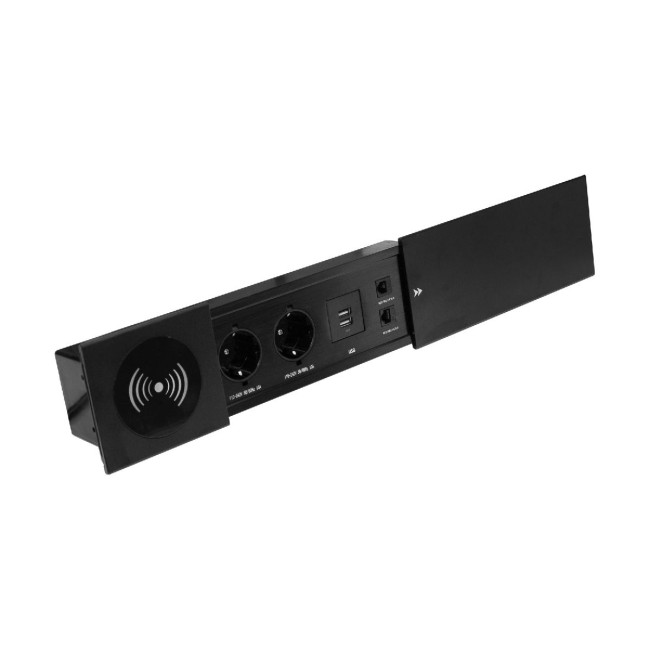 Блок розеток JX (Slide Top) (2 секции RJ-45 + 2 USB беспр.зарядка с кабелем питания) Mebax 00-00002893 Блок розеток JX (Slide Top) (2 секции RJ-45 + 2 USB беспр.зарядка с кабелем питания) Mebax 00-00002893