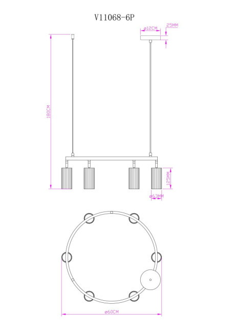 Подвесная люстра Moderli Cora V11603-6P Подвесная люстра Moderli Cora V11603-6P