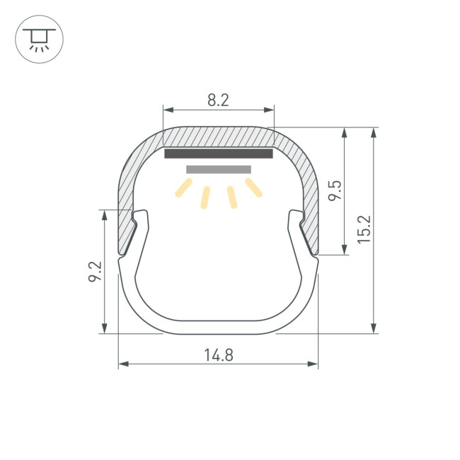 Профиль Arlight LINE-D-1515-2000 SQUARE ANOD (Алюминий) 061083