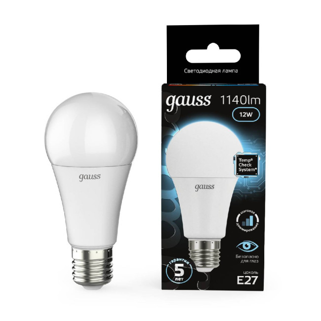 Лампа светодиодная диммируемая Gauss E27 12W 4100K груша матовая 102502212-S Лампа светодиодная диммируемая Gauss E27 12W 4100K груша матовая 102502212-S