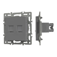Механизм компьютерной розетки двойной Arlight SCT-MPC2-PL-GR (RJ-45, CAT6) 045338