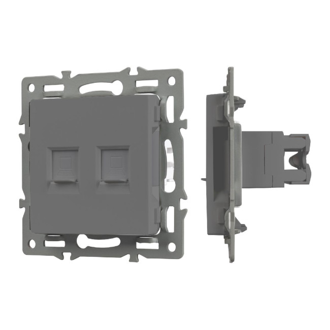 Механизм компьютерной розетки двойной Arlight SCT-MPC2-PL-GR (RJ-45, CAT6) 045338 Механизм компьютерной розетки двойной Arlight SCT-MPC2-PL-GR (RJ-45, CAT6) 045338