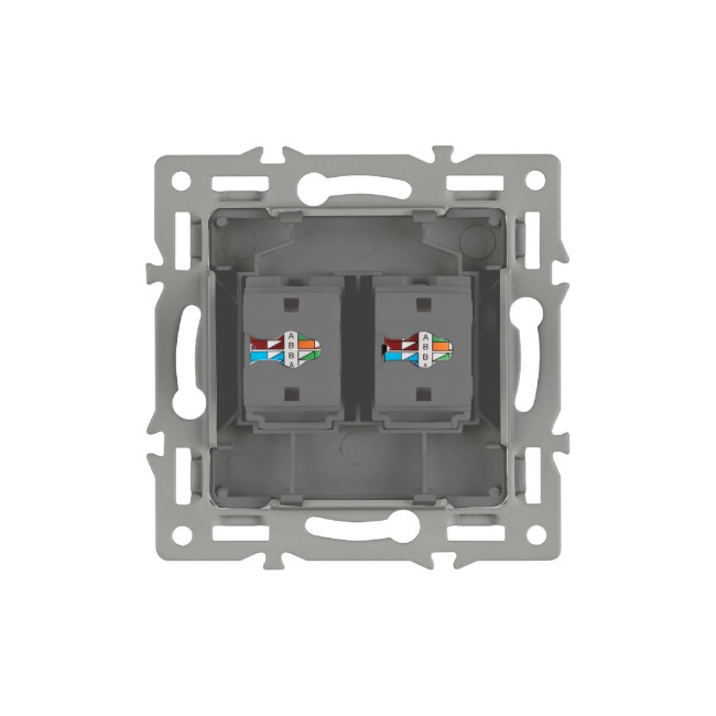 Механизм компьютерной розетки двойной Arlight SCT-MPC2-PL-GR (RJ-45, CAT6) 045338 Механизм компьютерной розетки двойной Arlight SCT-MPC2-PL-GR (RJ-45, CAT6) 045338